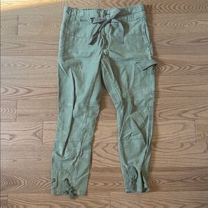 Olive Green Pants with Button Accents